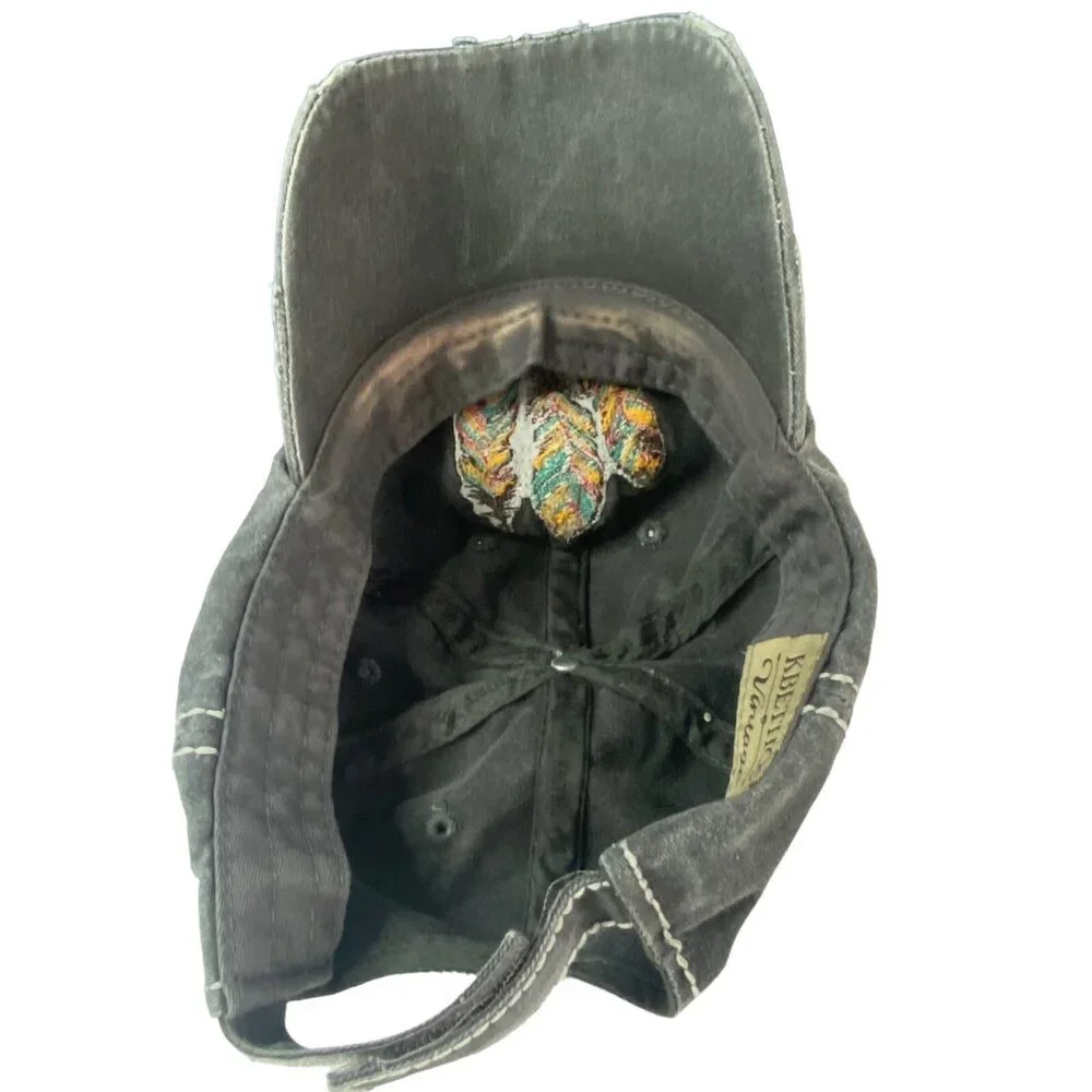 Vtg‎ KBETHOS Women Free Spirit Hat One Size Gray Feathers Casual Travel